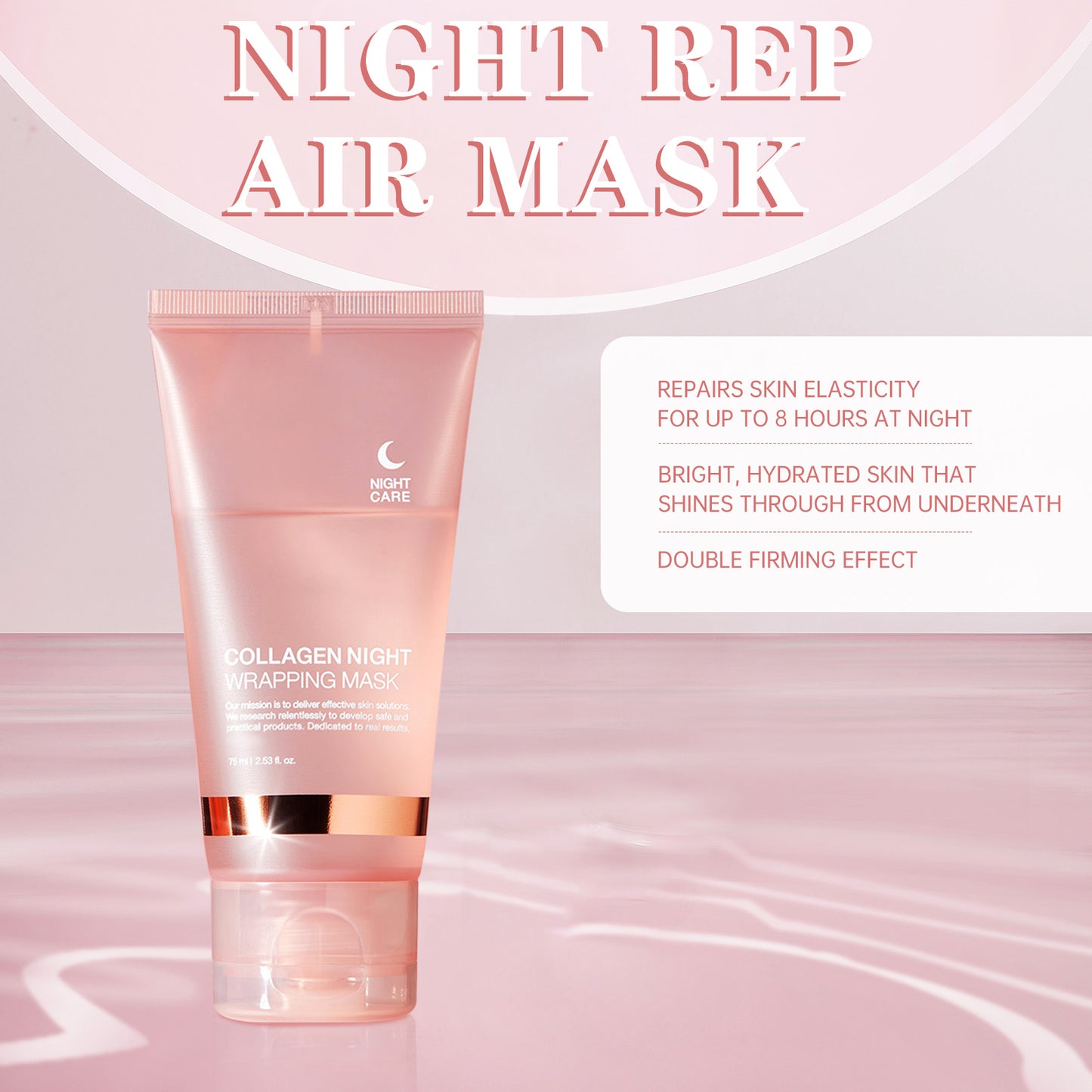 collagène hydrolysé coréen pour emballage de nuit masque facial pelable en verre sans pores