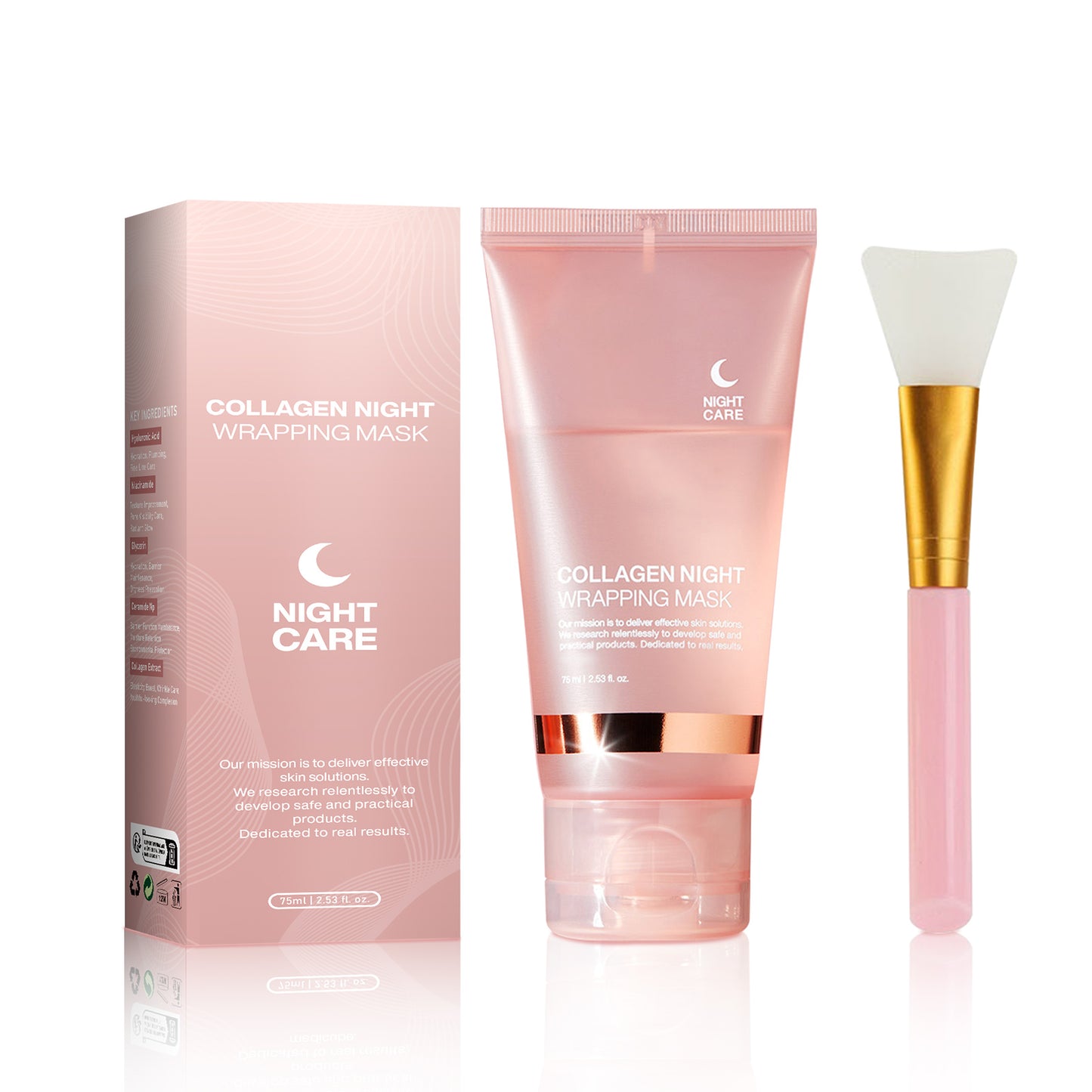 collagène hydrolysé coréen pour emballage de nuit masque facial pelable en verre sans pores